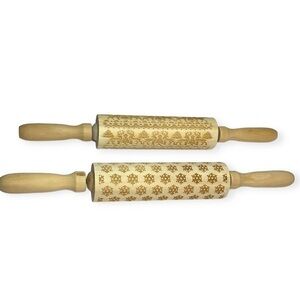3D Engraved Christmas Wooden Rolling Pins Elk Deer Snowflake